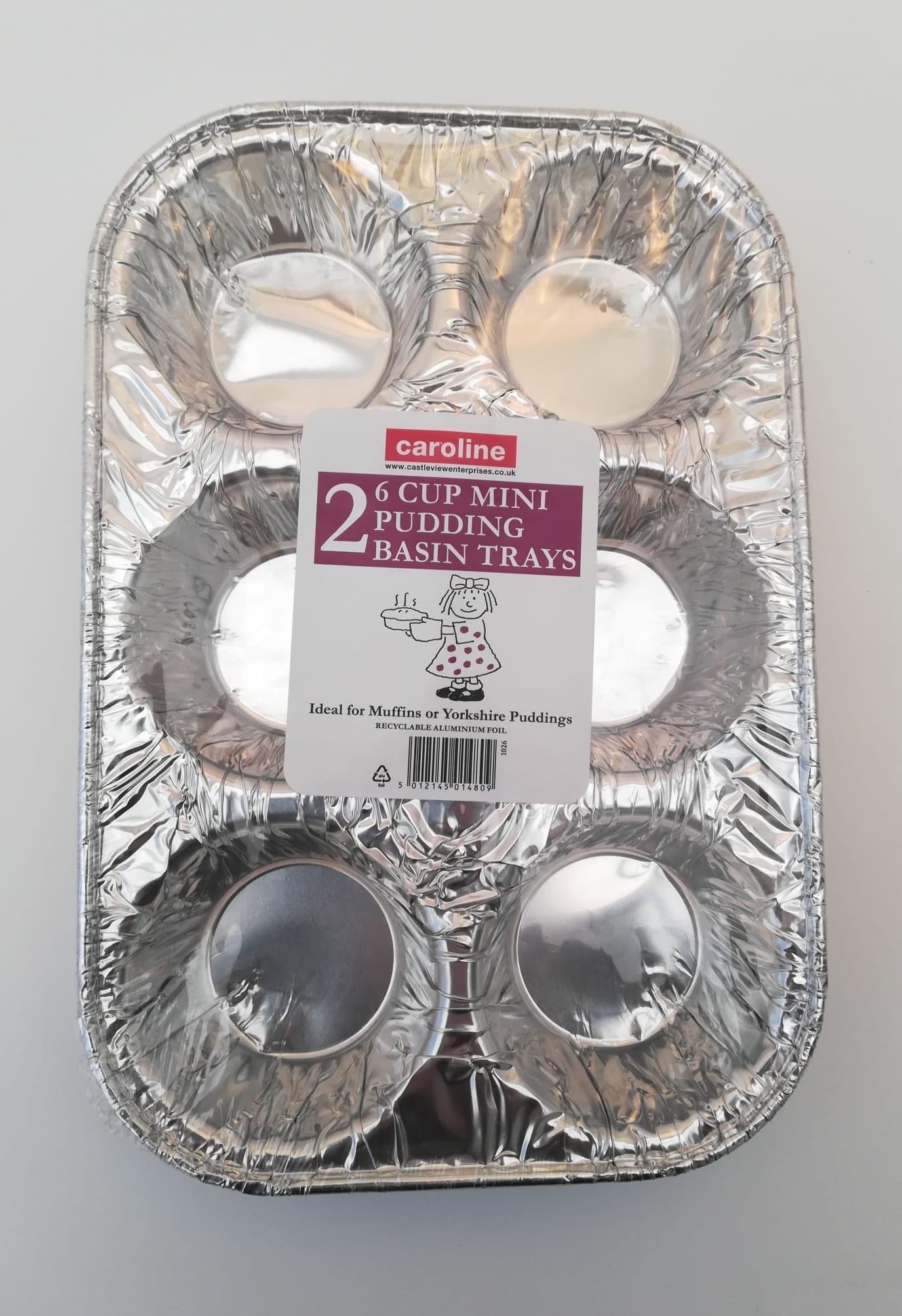 1020 X Caroline Twin Pack 6 Cup Disposable Muffin Trays Mini Basin Trays Foil