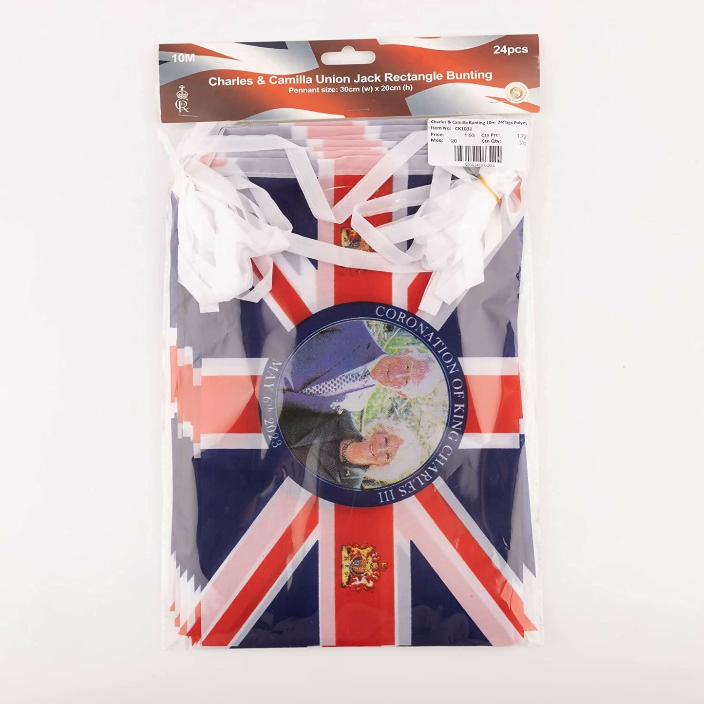 40pcs Union Jack Flag Bunting King Charles III and Queen Consort Camilla