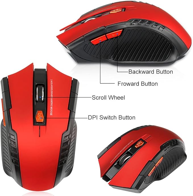 197 X Gaming Mouse Wireless 2.4 GHZ Red=56 Black=95 Blue=46