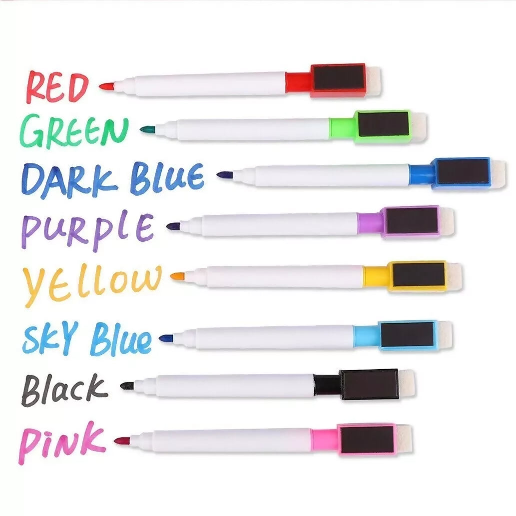 333 x 8 Pack Colour Magnetic White Board Marker Pens Pen Dry Eraser Easy Wipe Whiteboard