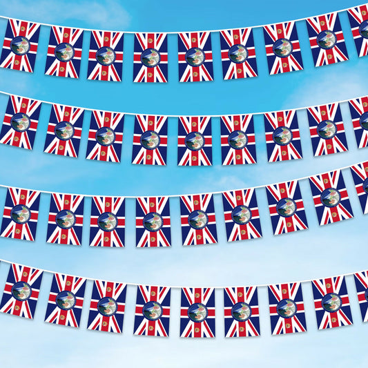 40pcs Union Jack Flag Bunting King Charles III and Queen Consort Camilla
