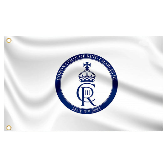 50pcs King Charles III Official Cypher Logo Flag - White