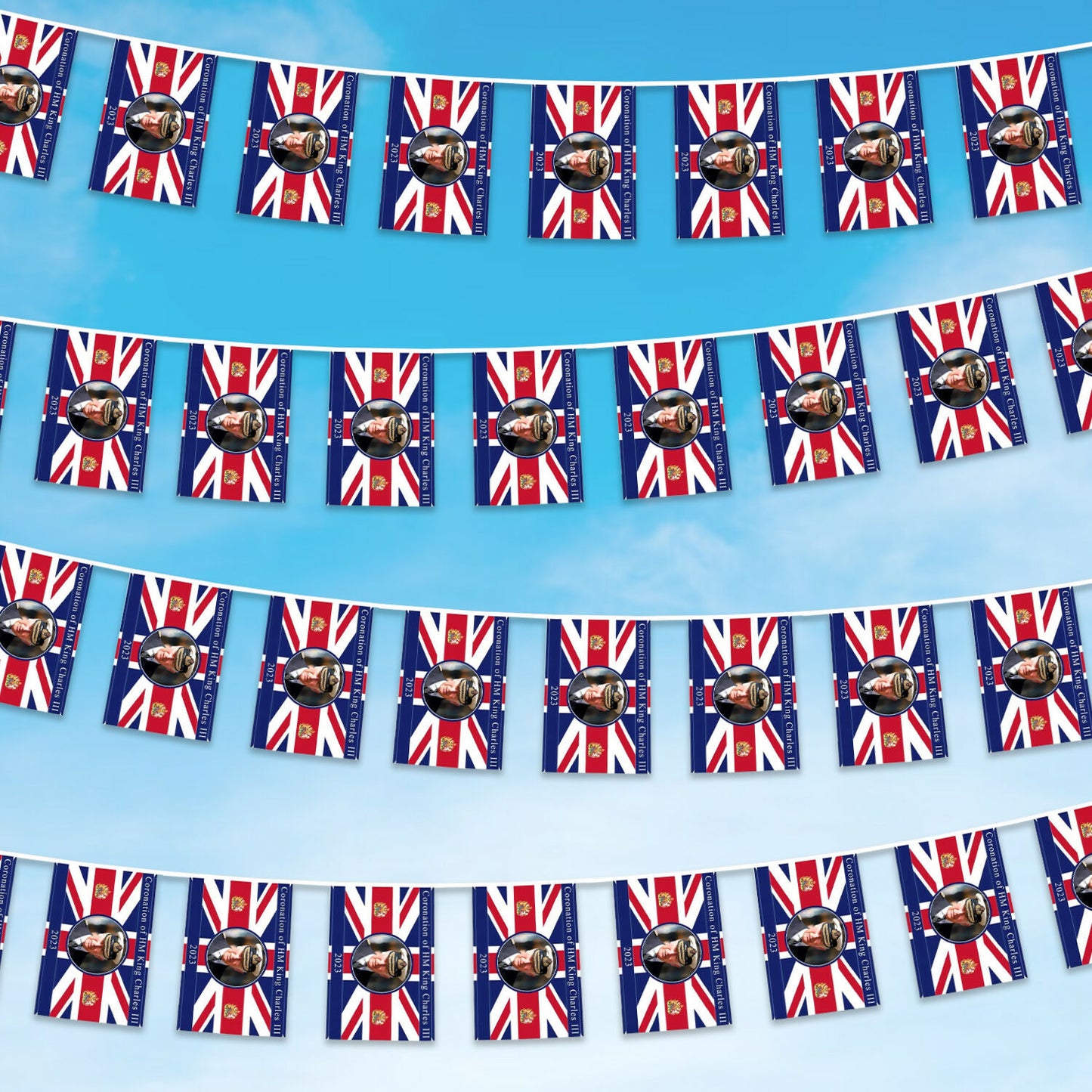 50pcs Union Jack Flag Bunting King Charles III