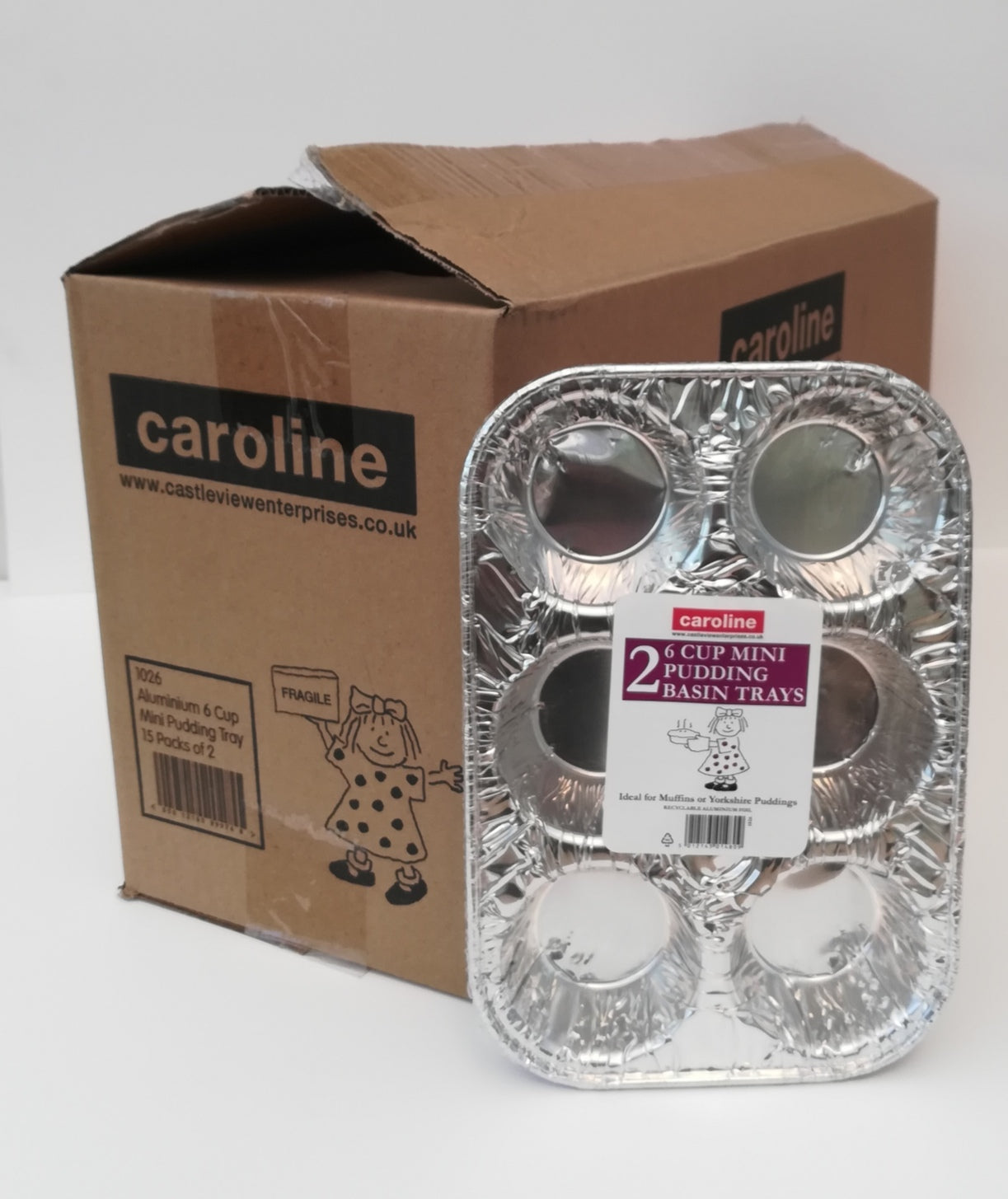 1020 X Caroline Twin Pack 6 Cup Disposable Muffin Trays Mini Basin Trays Foil