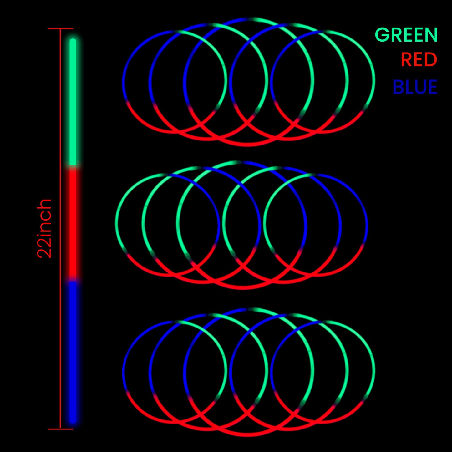 25 x 50 Pack Glow Stick Glow Necklaces with Connectors 22