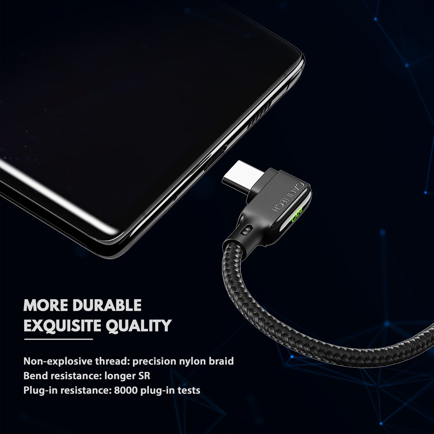 100 X USB C Data Cable Braided Nylon 90 Degrees 1.8M