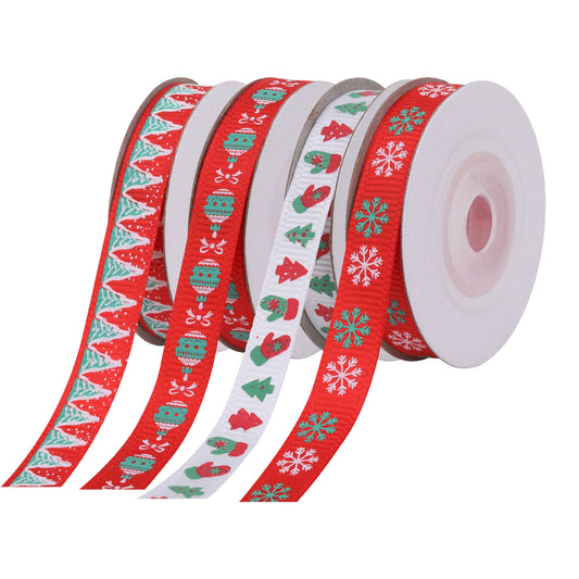 100pcs Christmas Ribbon Rolls 10mm 5 Yards Mixed Joblot