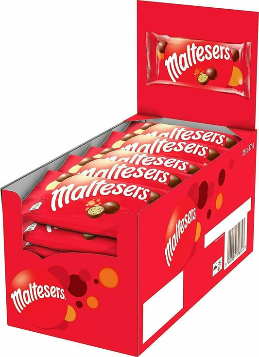 145 X 37g Maltesers Milk Chocolate | Full Box | Gift Box | Sharing Pack | 25 Bags x 37g, (5 Full boxes)