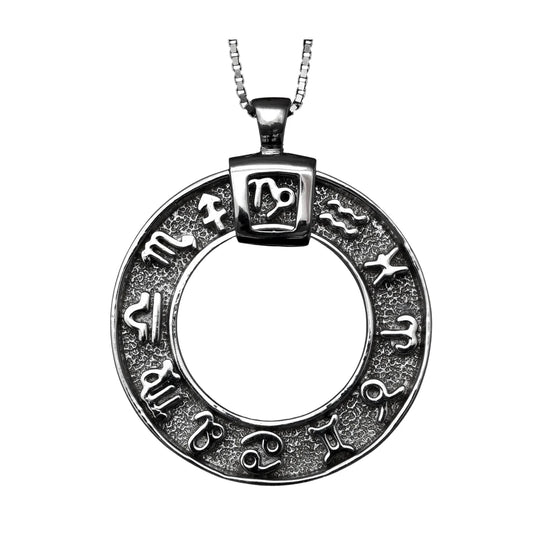 7 X Zodiac Necklace & Chain Heavy Pendant Oxidized