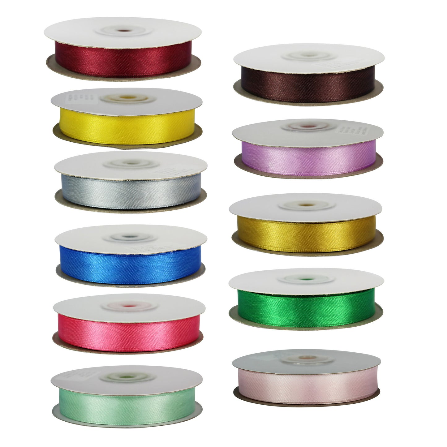 100x 15mm Satin Ribbon 25m Roll Mixed Joblot