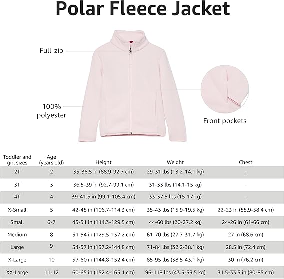 100 X Kids Polar Fleece Full-Zip SIZES IN DESCRIPTION