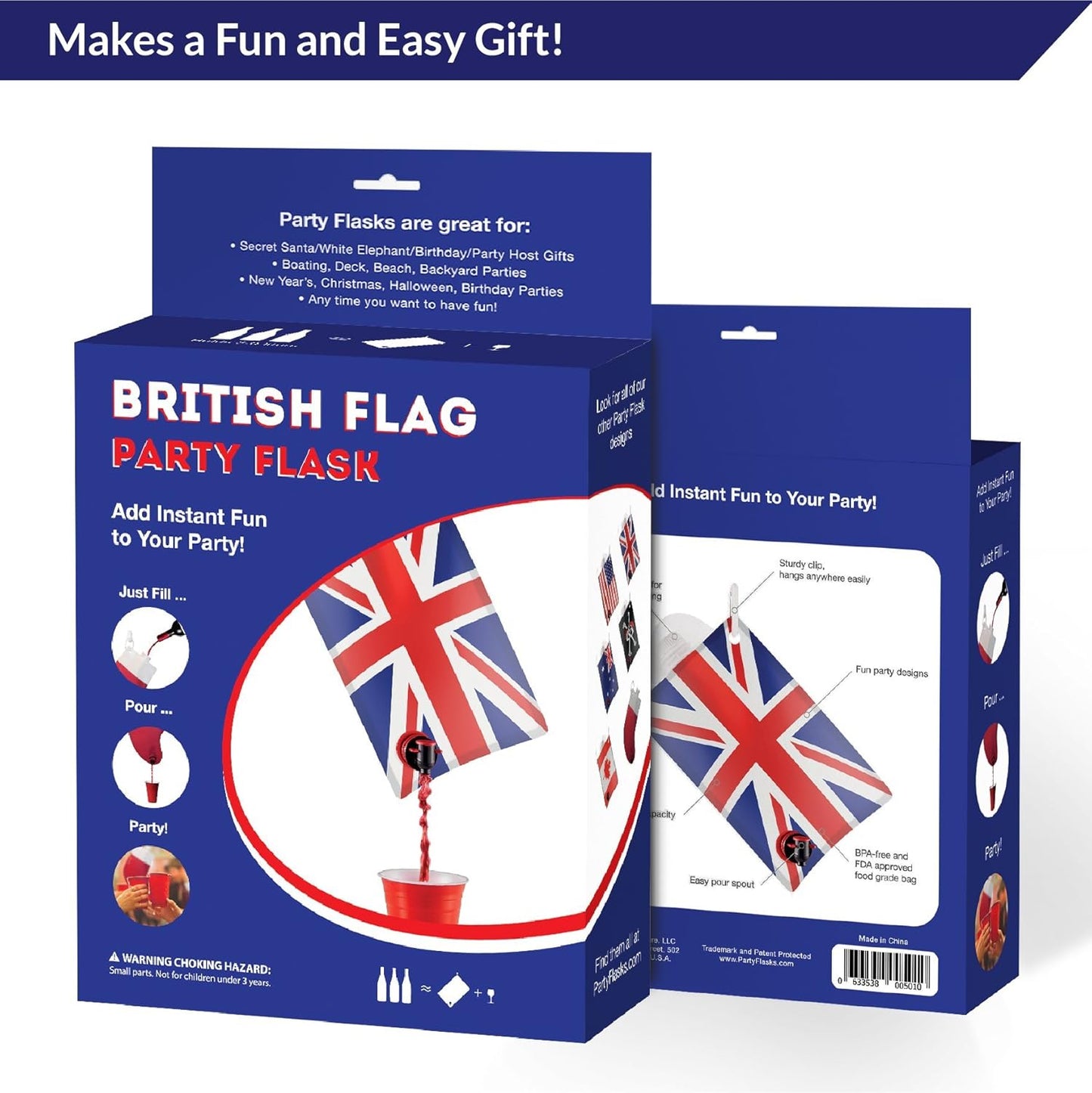 48 X Flask 2 Liters British Flag for Party & Birthday