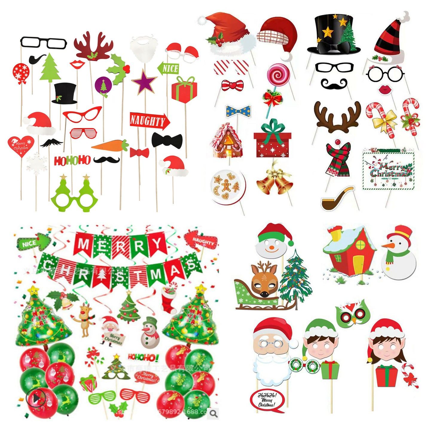 100 Pack Christmas Party Props Mixed Joblot