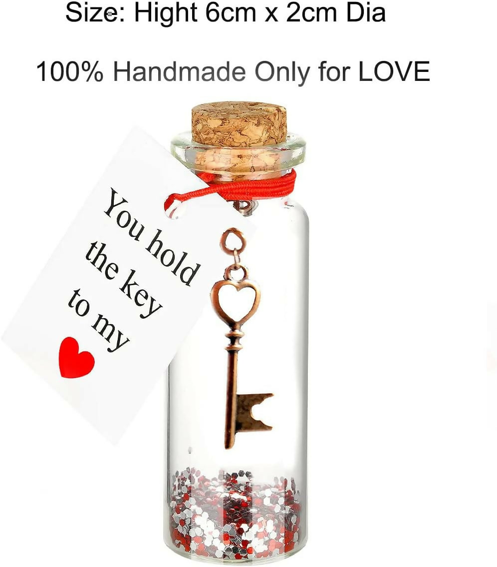 260 x Romantic I Love You Gifts for Her or Him Little Cute Gifts for Girlfriend Boyfriend Wife Husband Fiance - Anniversary Valentines Gifts with Love Message - Key in A Bottle, transparent