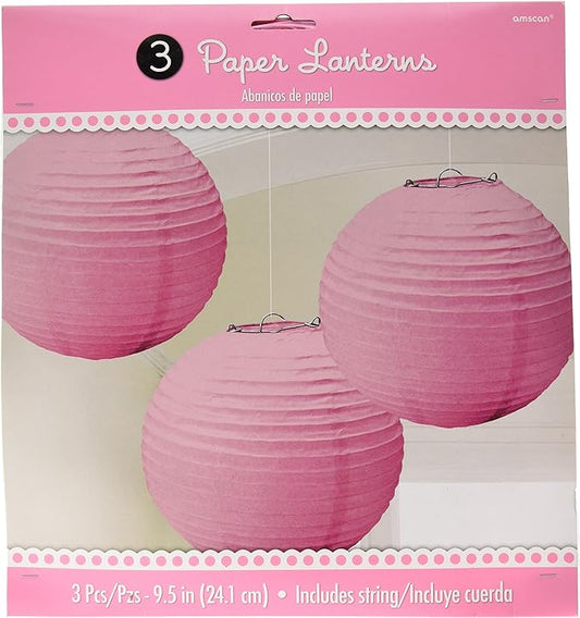 48 X 3pcs Paper Lanterns Hanging 24cm Pink