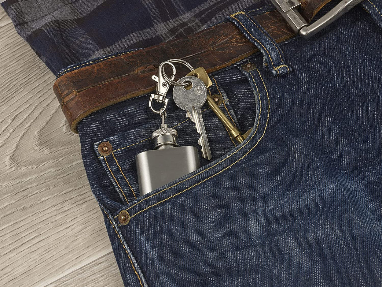 200 X Homiu Hip Flask Stainless Steel Keyring