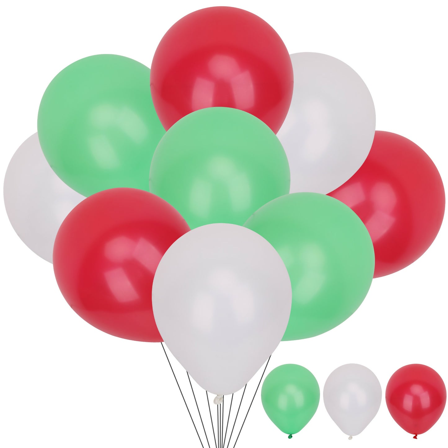 25 x 100 Pack Latex Balloons Red White Green Xmas Balloons