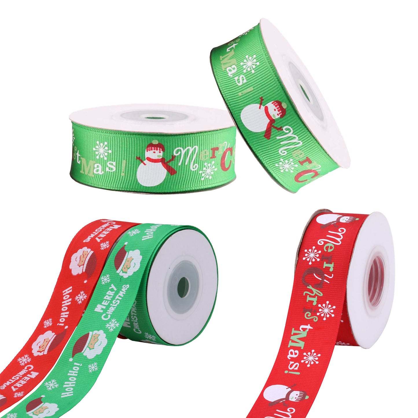 100pcs Christmas Ribbon Rolls 25mm Red Green 10 Yards Mixed Joblot