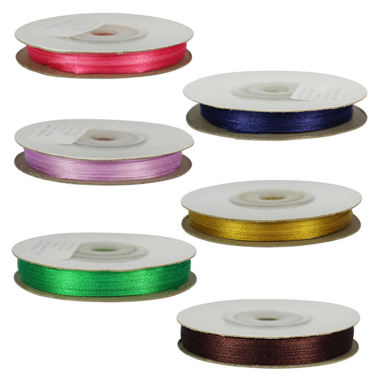 100x 3mm Satin Ribbon 25m Roll Mixed Joblot