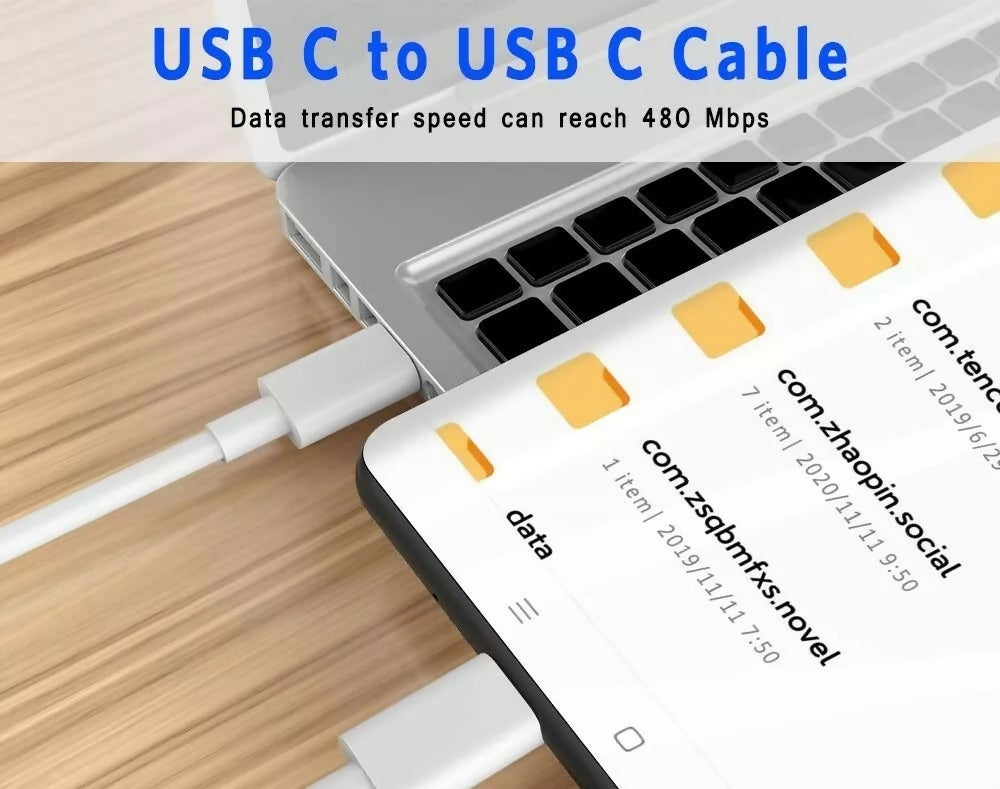 200 x Google 18w Fast Charge USB-C TO USB-C Cable Charger Lead White (Re-tied)