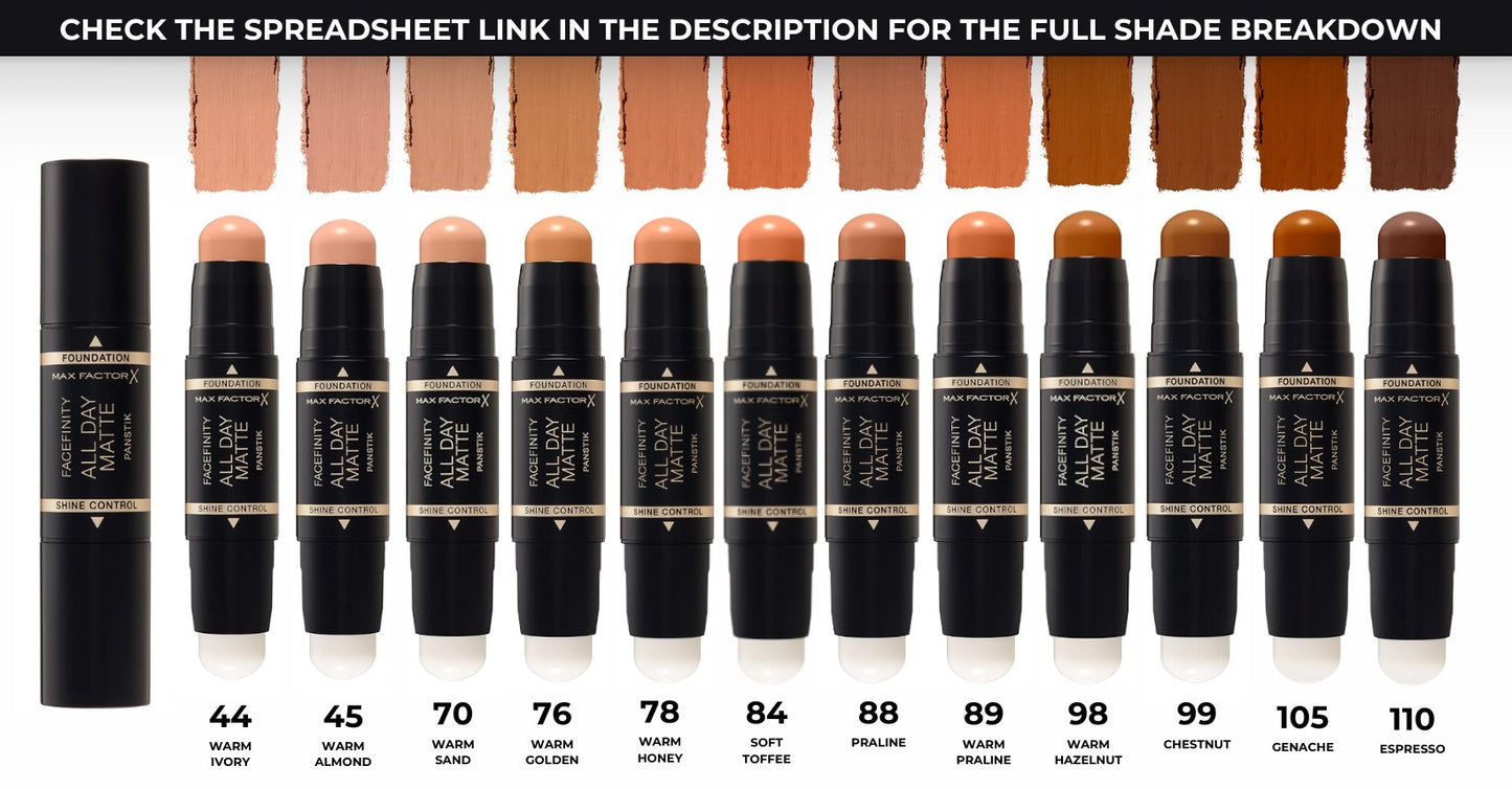 527 X Max Factor Foundation Faceinity Matte Panstick 15 DIFFERENT SHADES!