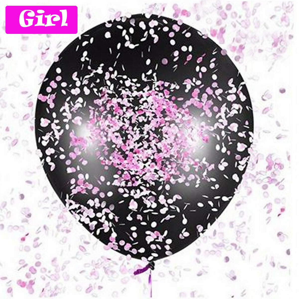 60pcs Black 36" Gender Reveal Balloon with Blue & Pink Confetti