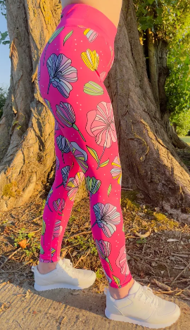 46X Pink Flowers Leggings UK6-UK16