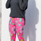 46X Pink Flowers Leggings UK6-UK16