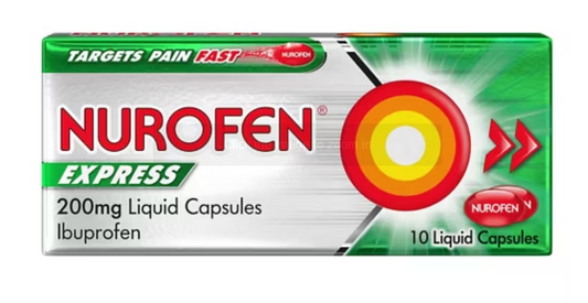 100 X Nurofen Express 10 liquid capsules Expiry 05/2025