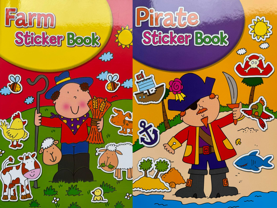 396 X Colouring and sticker books Farmer/Pirate/Princess/Fairy