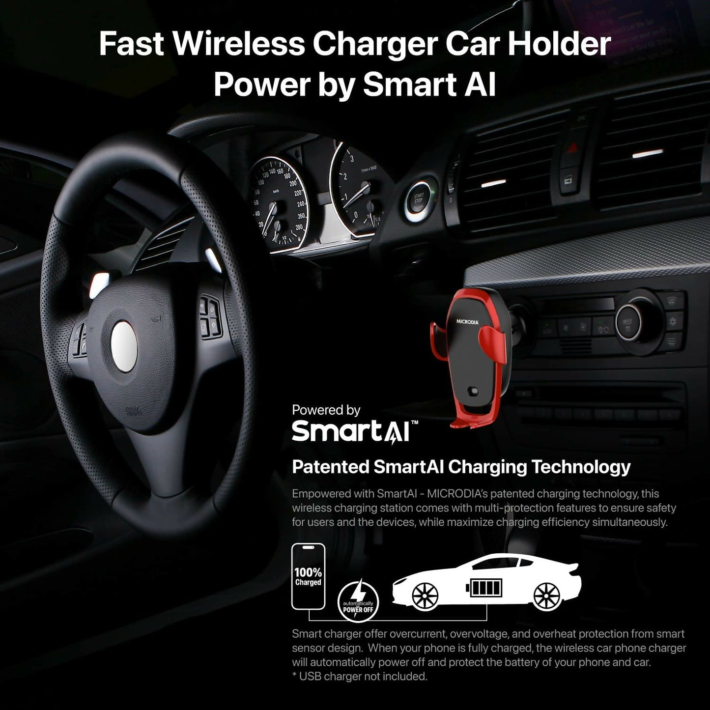 323 X 15W Ultra-Fast Wireless Car Charger