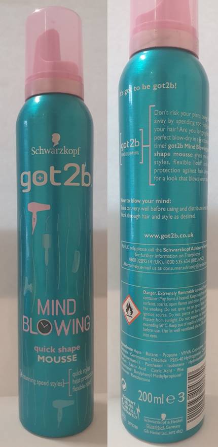 96 X SCHWARZKOPF GOT2B MIND BLOWING MOUSSE 200ml