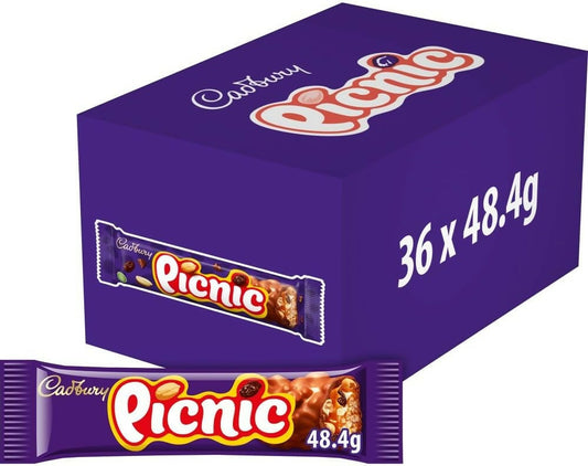 180 X 48.4g Picnic Chocolate, Caramel and Peanut Bars (5 Full Boxes)