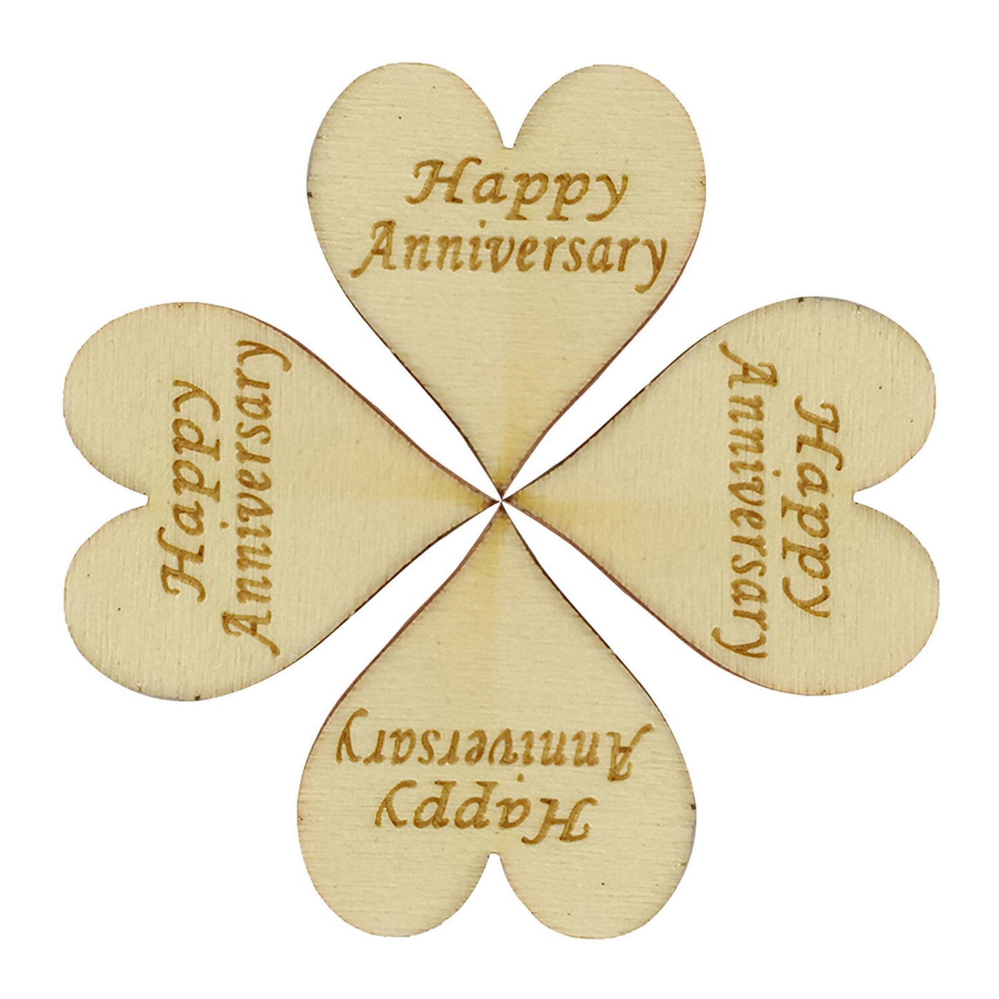 5000 Wooden Heart Embellishment Engraved Word Happy Anniversary