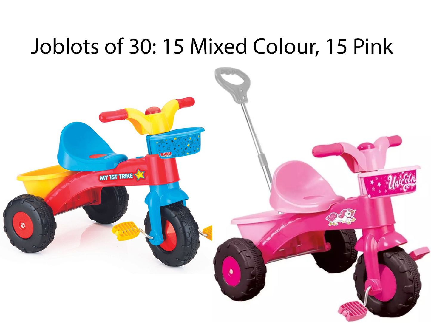 30 X Dolu My First Trike Toddler (15X Mixed Colour, 15X Unicorn)