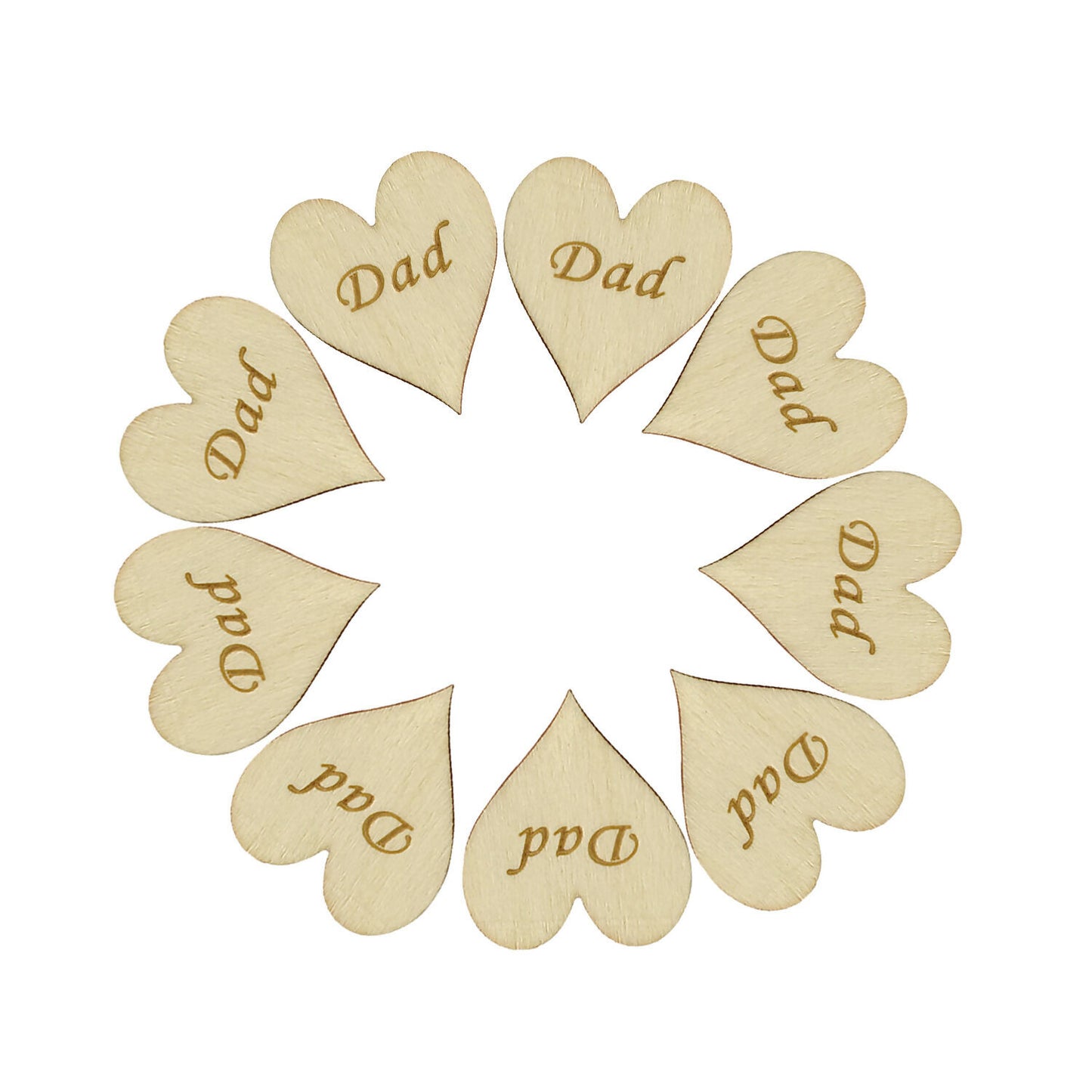 5000 Wooden Heart Embellishment Engraved Word Dad