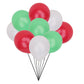 10 x 100 Pack Latex Balloons Red White Green Xmas Balloons