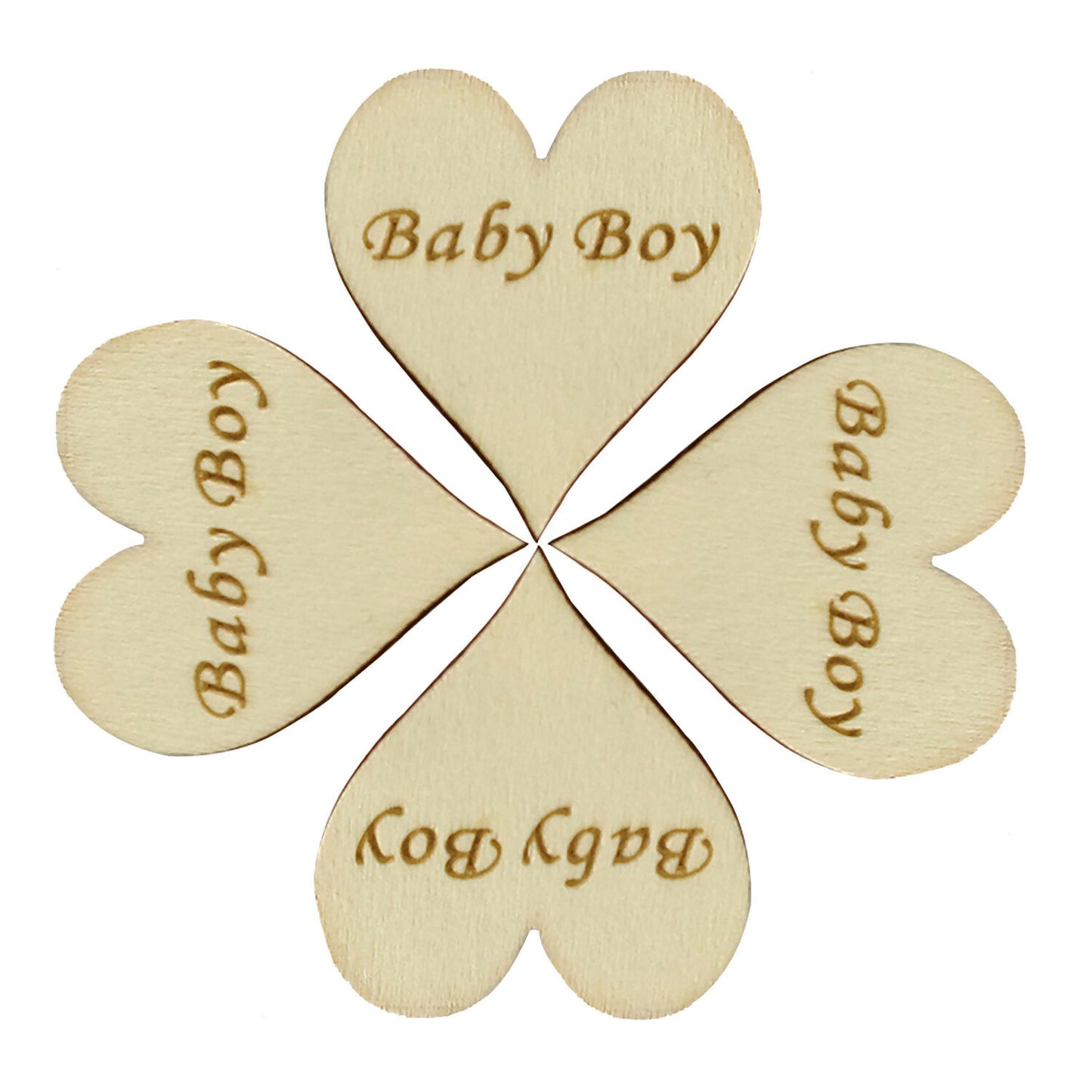 5000 Wooden Heart Embellishment Engraved Word Baby Boy