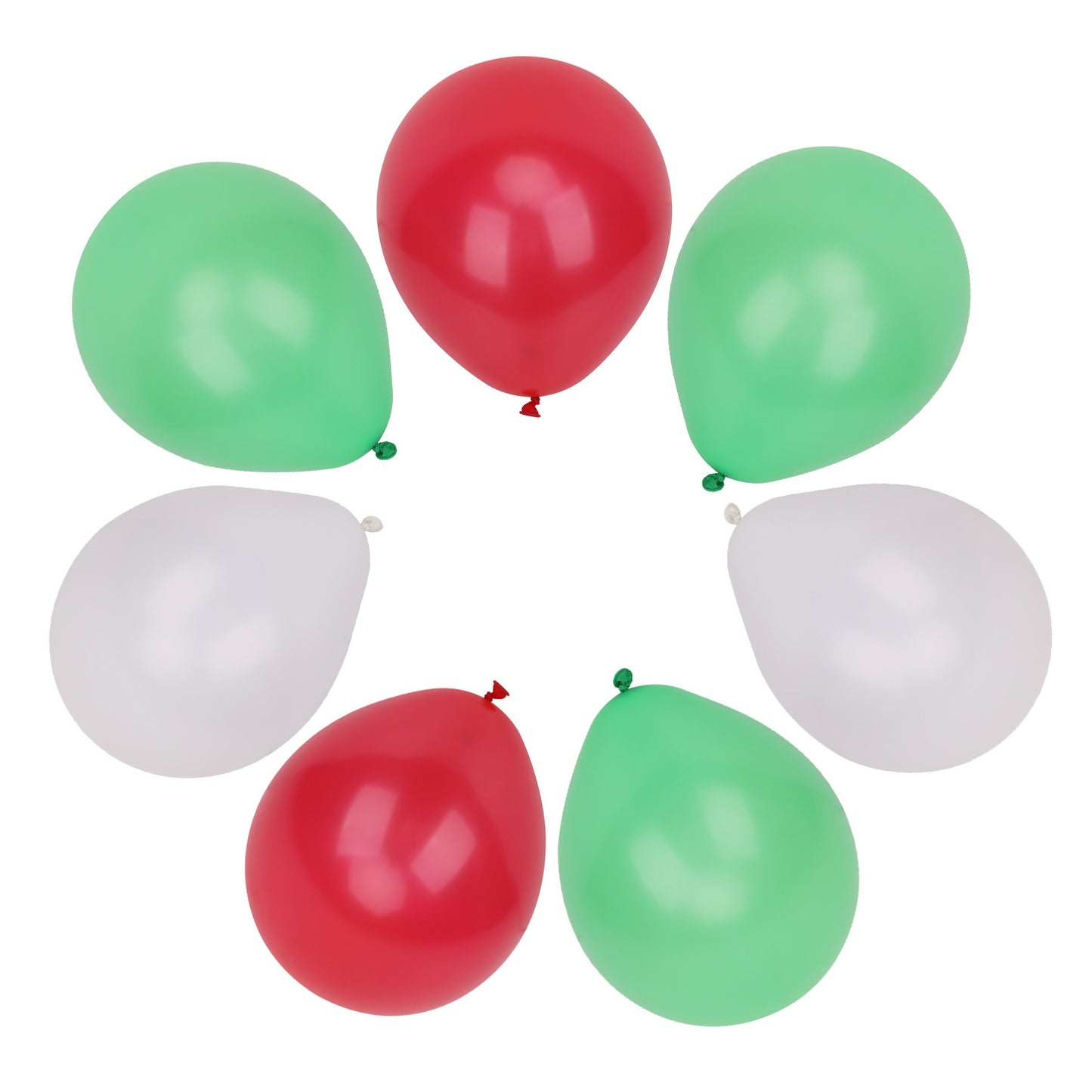 10 x 100 Pack Latex Balloons Red White Green Xmas Balloons