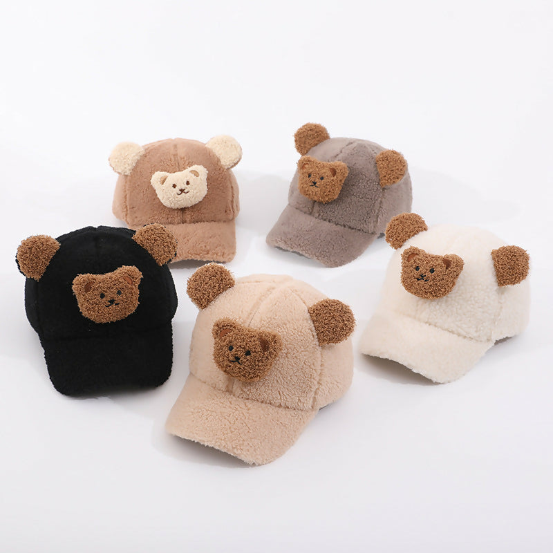 90 X Bear Baseball Cap for kids- Cream & Brown