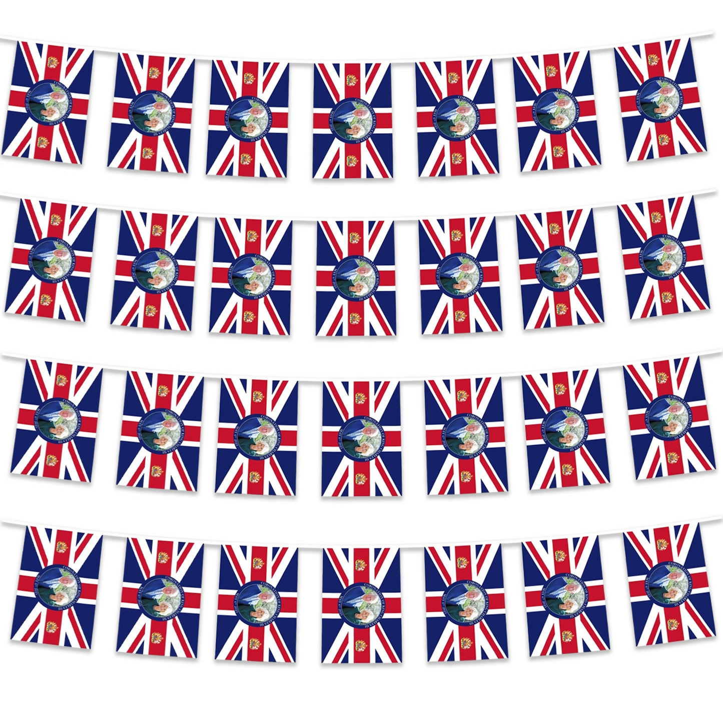 50pcs Union Jack Flag Bunting King Charles III & Queen Consort Camilla