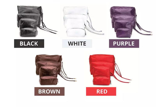 141 X 4 Set Toiletry Bags BLACK/RED/PURPLE/BROWN/WHITE