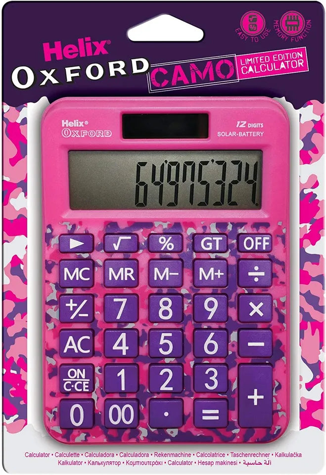 96 X Helix Calculator Limited Edition Camo - Pink