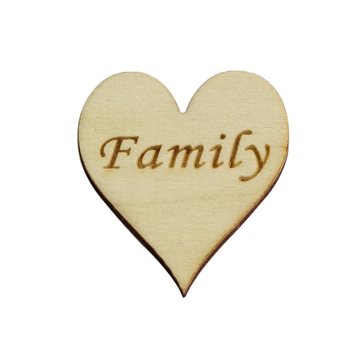 5000 Wooden Heart Embellishment Engraved Word Family