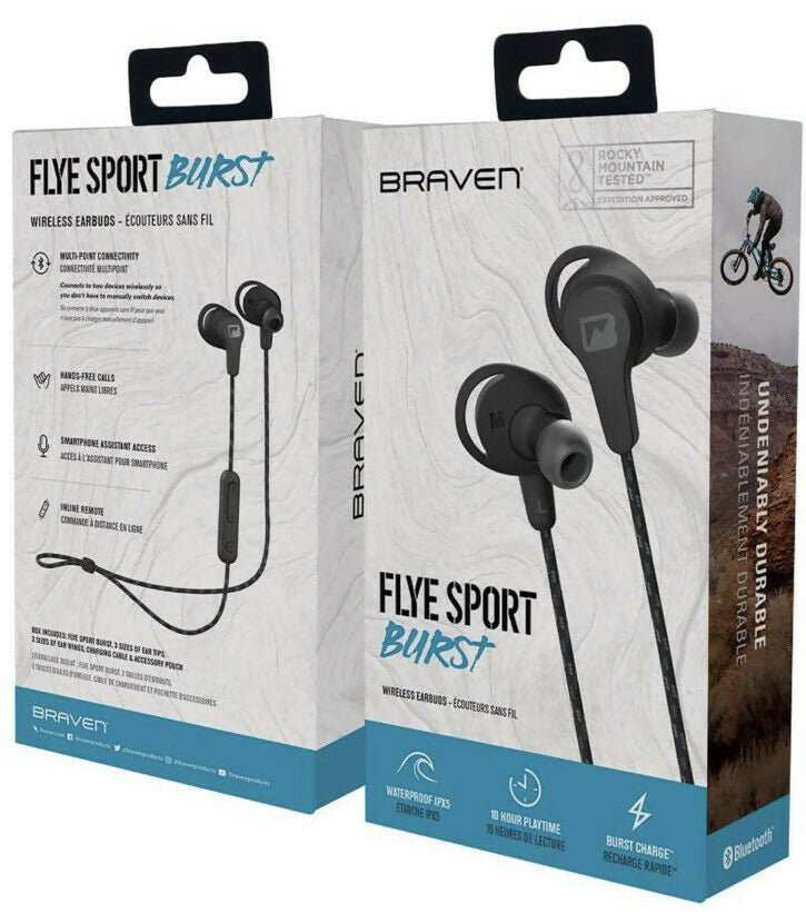 50 x Braven Flye Sport BURST Wireless Bluetooth Waterproof Earbuds Earphones Blue