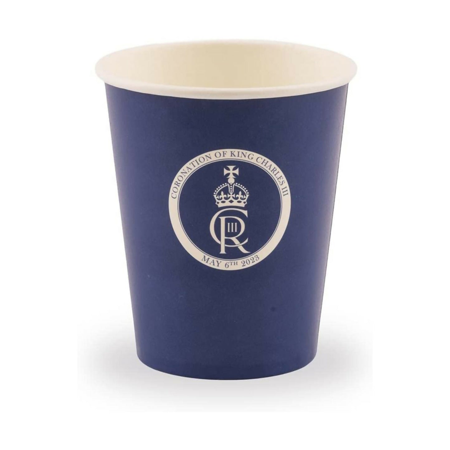 10 x 50 Pack King Charles Coronation Blue Paper Cups