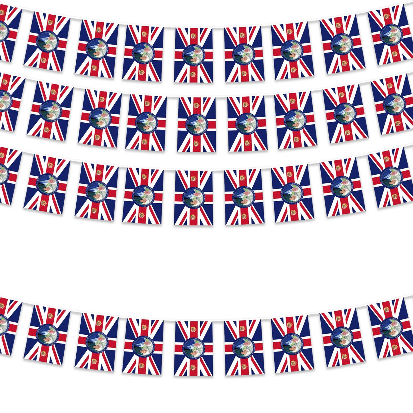 50pcs Union Jack Flag Bunting King Charles III & Queen Consort Camilla