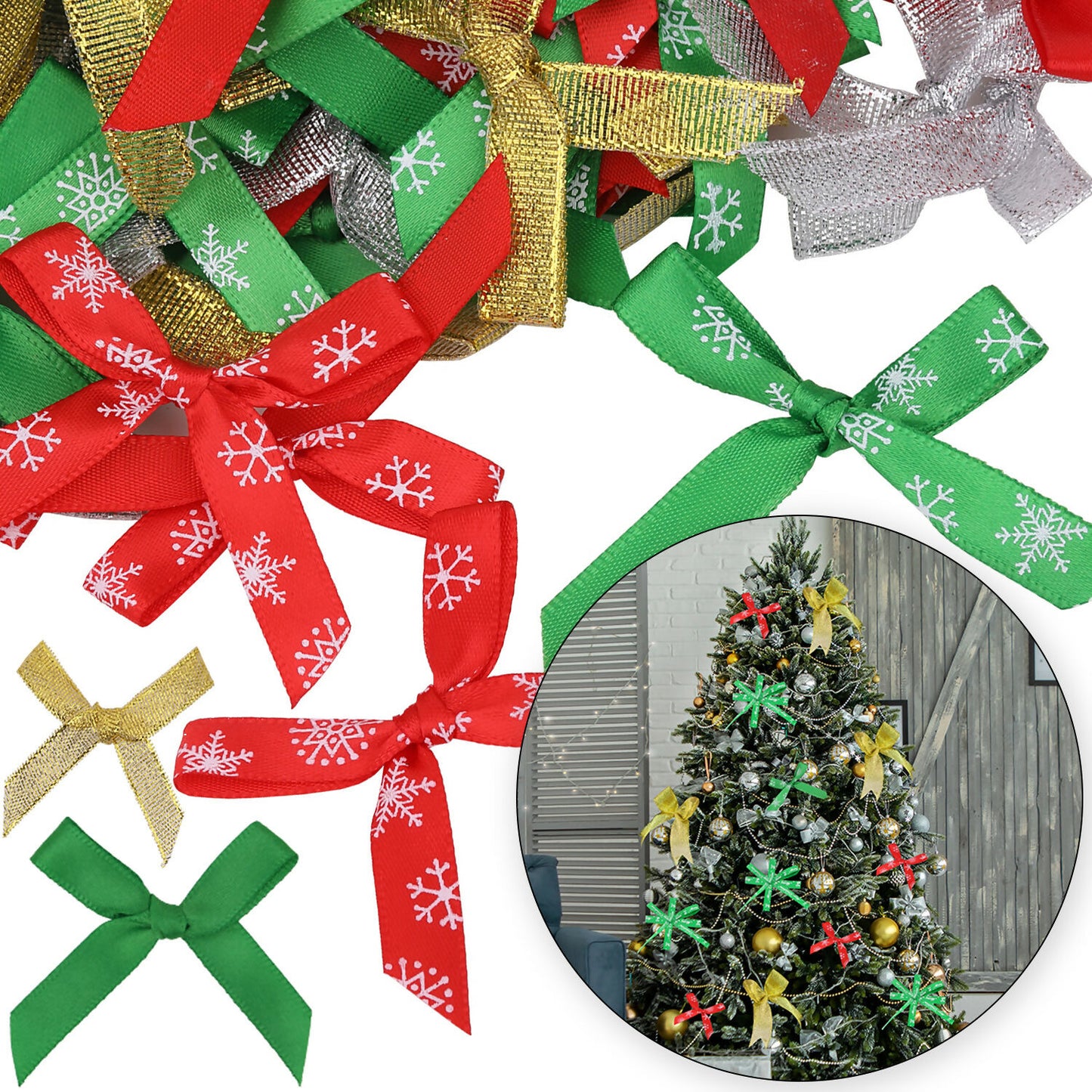 150 x 100 Pack Christmas Ribbon Bows