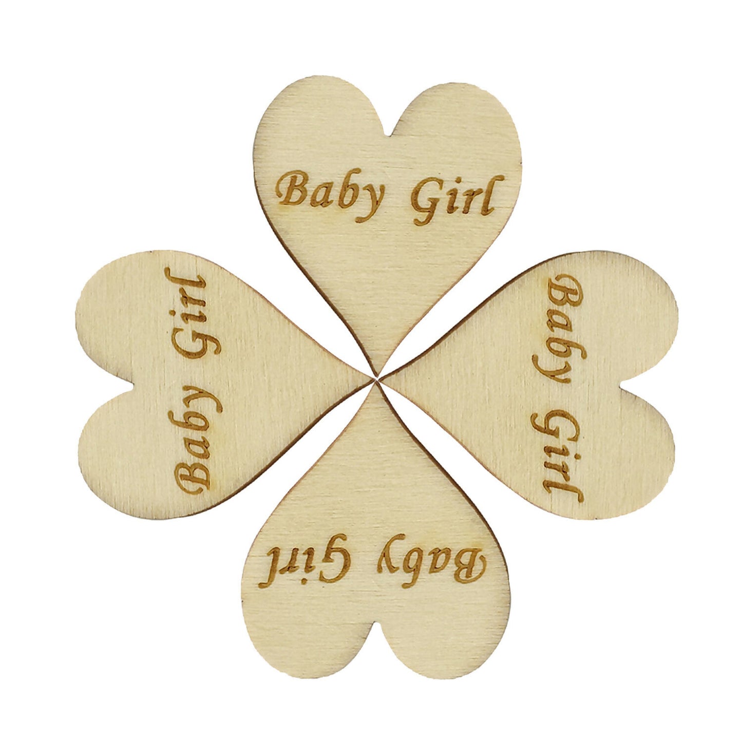 5000 Wooden Heart Embellishment Engraved Word Baby Girl