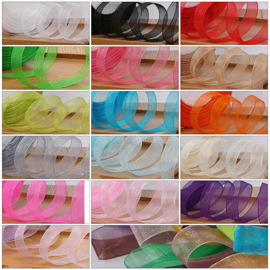 100pcs 10mm Organza Ribbons 20 Metres Mixed Joblot